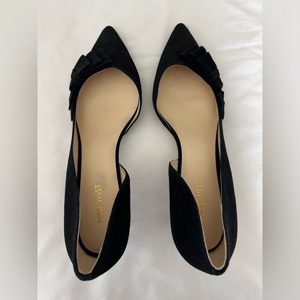 Nine West Black Suede D’Orsay Kitten Heel Pump